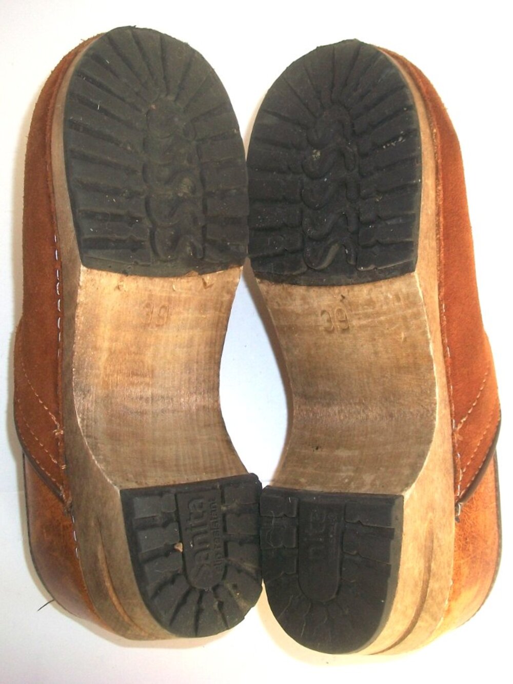 Rustic Sanita Vintage Wood, Suede & Hard Leather Rubber Sole Clogs - Picture 9 of 9